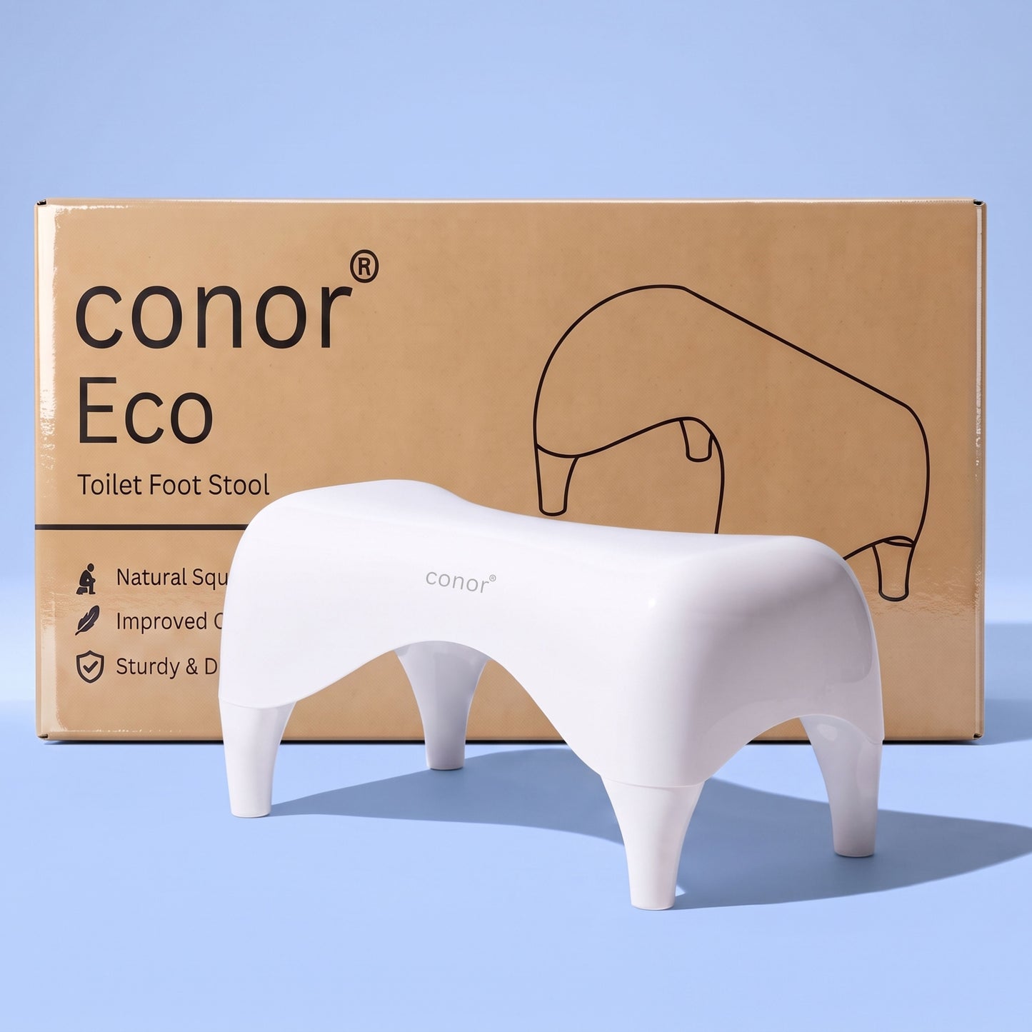 Conor Eco Toilet Foot Stool with Ergonomic Modern Design White Conor