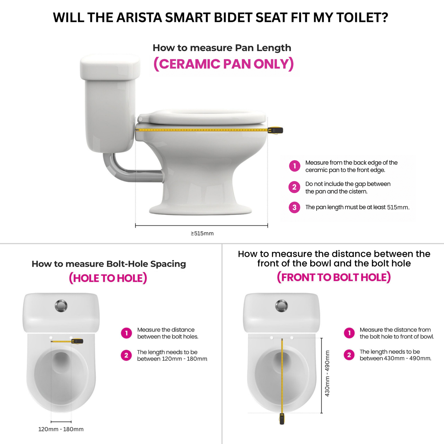 Conor Arista Smart Bidet Seat with Auto Open/Close & Installation Kit