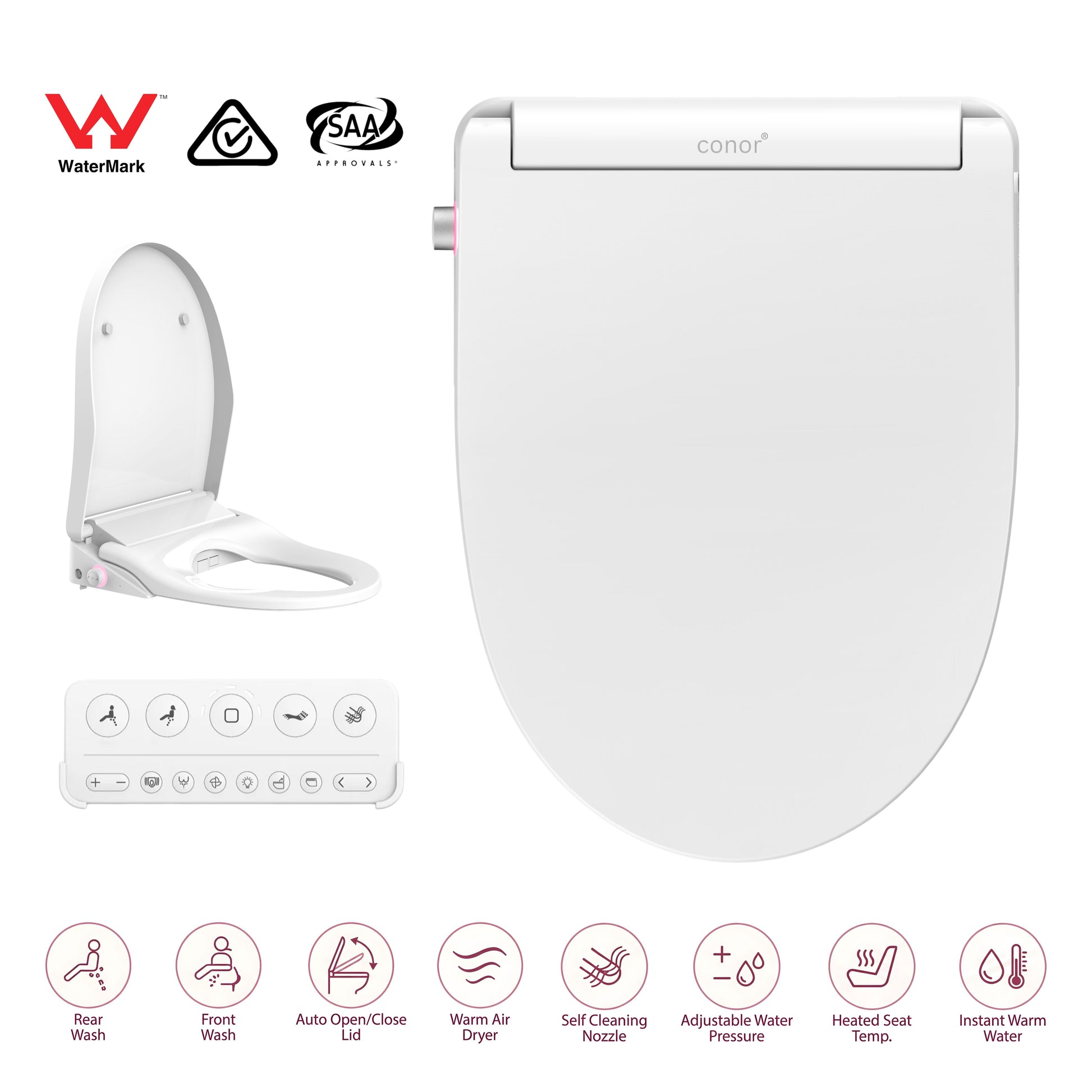 Conor Arista Smart Bidet Seat with Auto Open/Close & Installation Kit Conor 