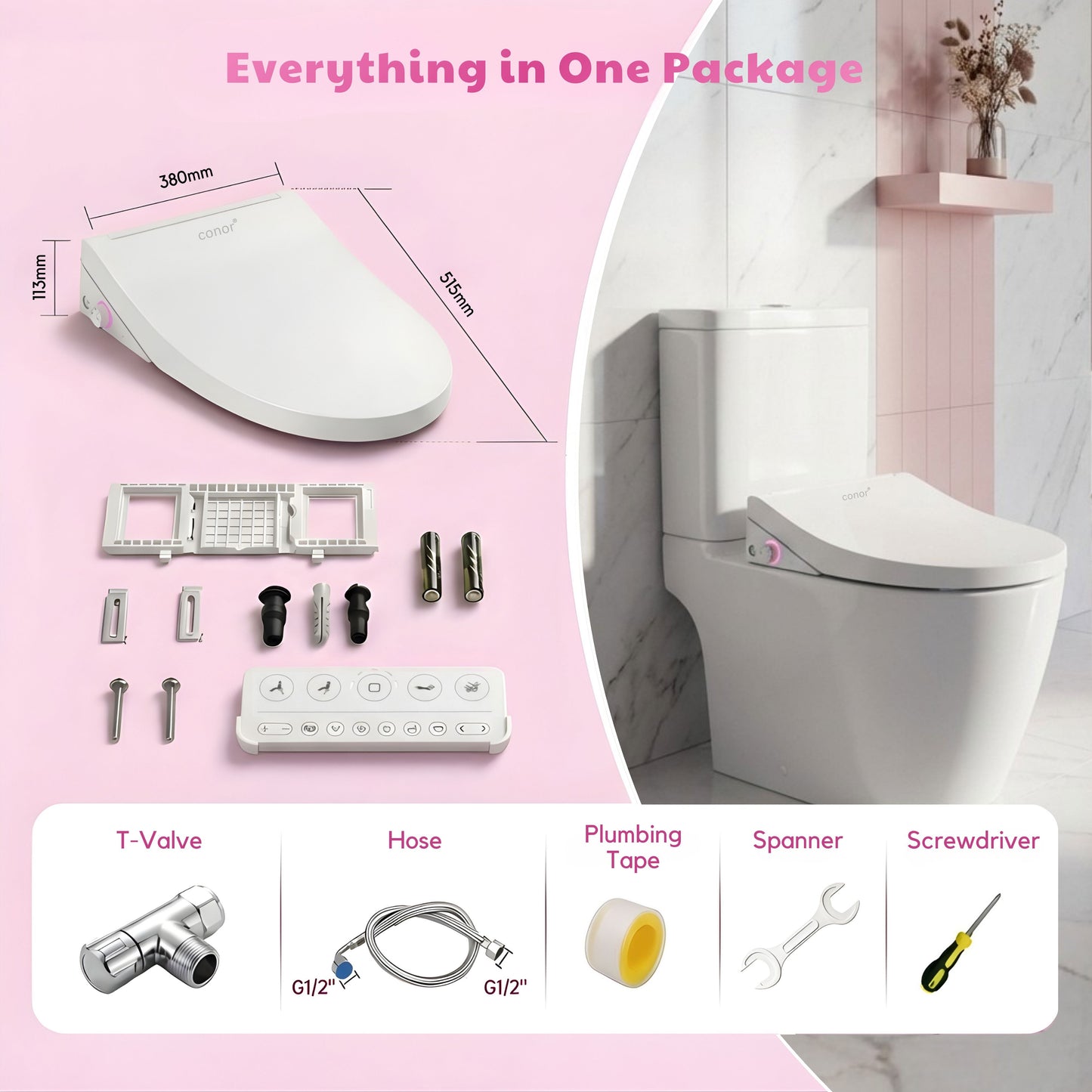 Conor Arista Smart Bidet Seat with Installation Kit Conor 