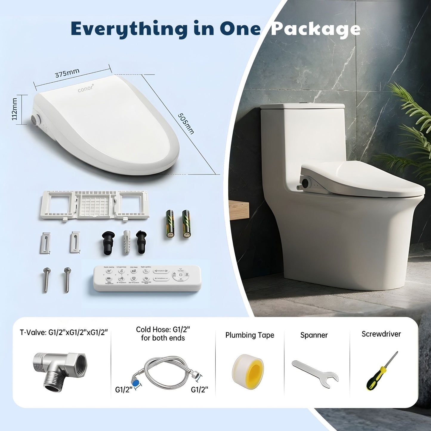 Conor Ayora Bidet Toilet Seat with Installation Kit