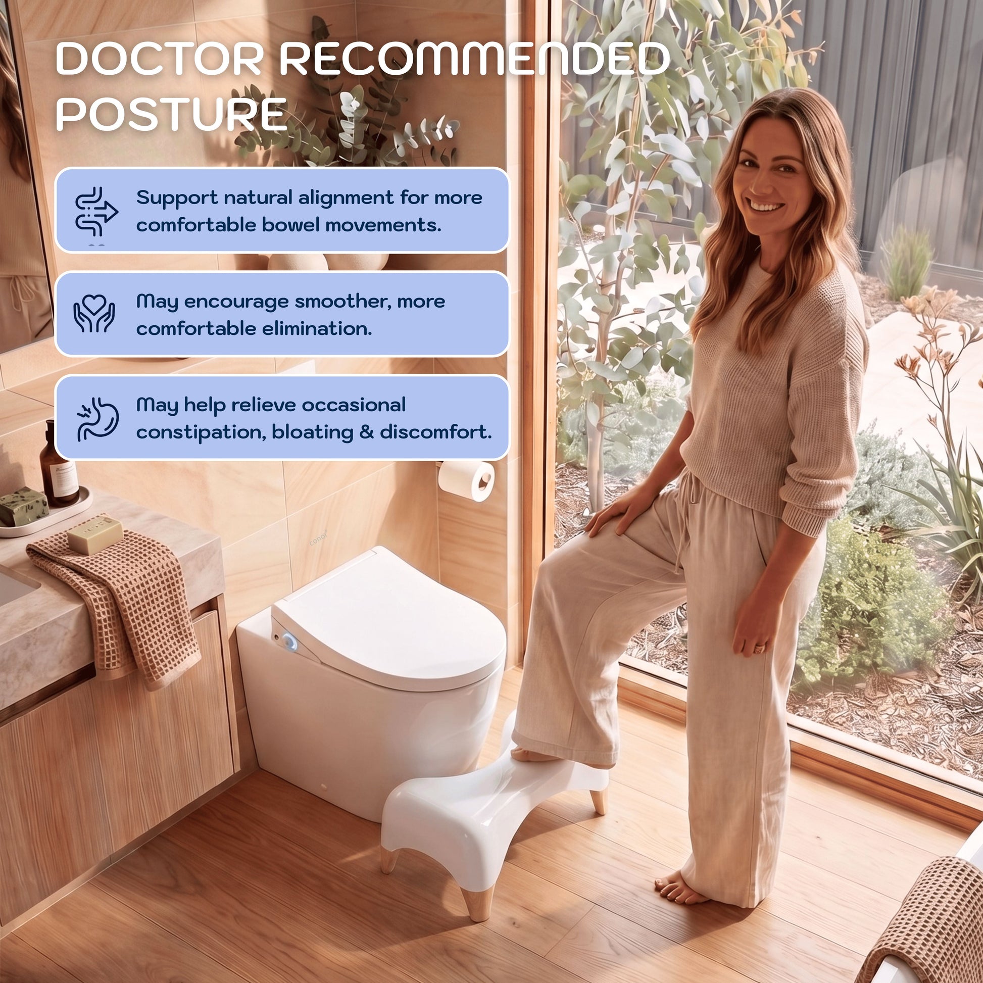 Conor Eco Toilet Foot Stool with Ergonomic Modern Design White Conor 