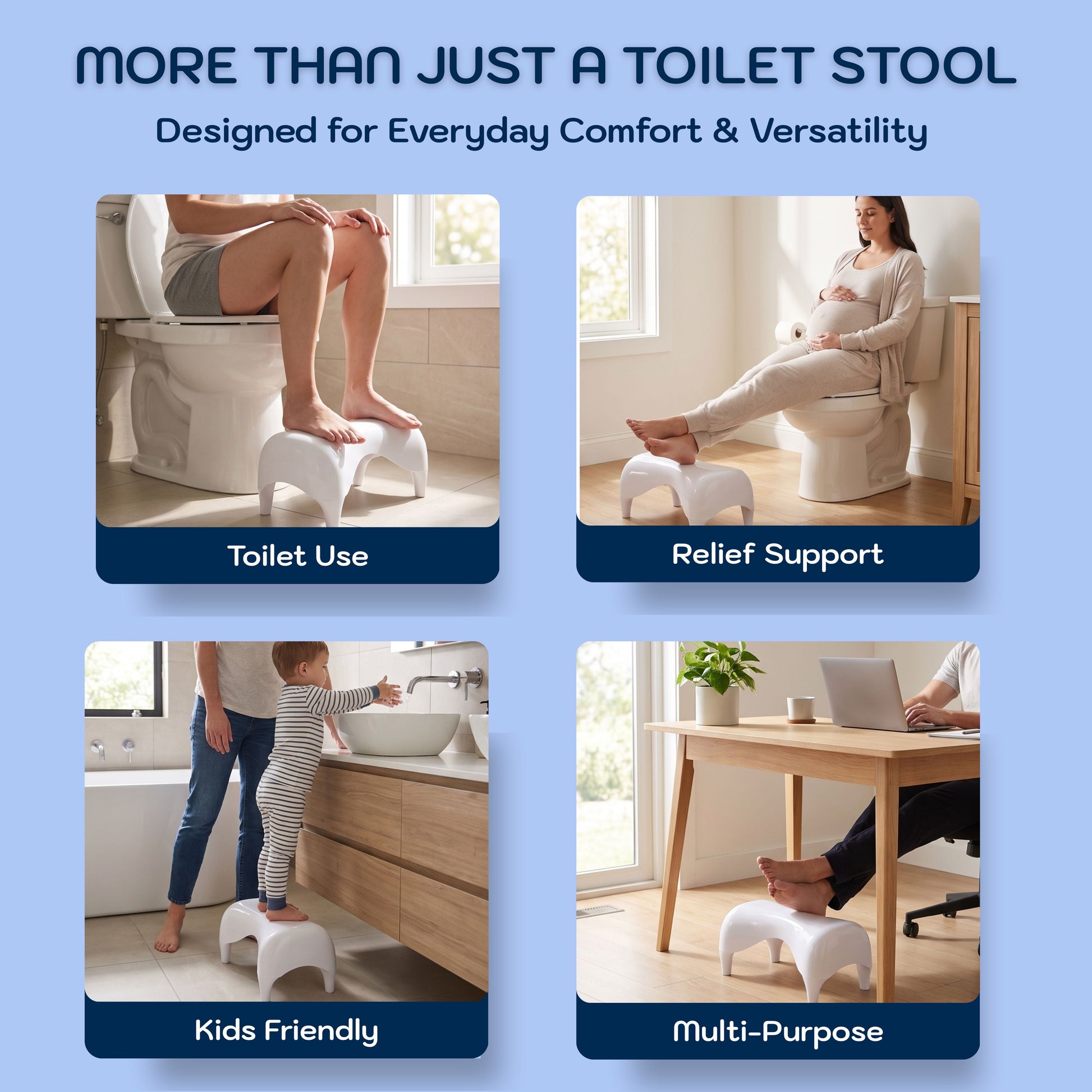 Conor Eco Toilet Foot Stool with Ergonomic Modern Design White Conor 