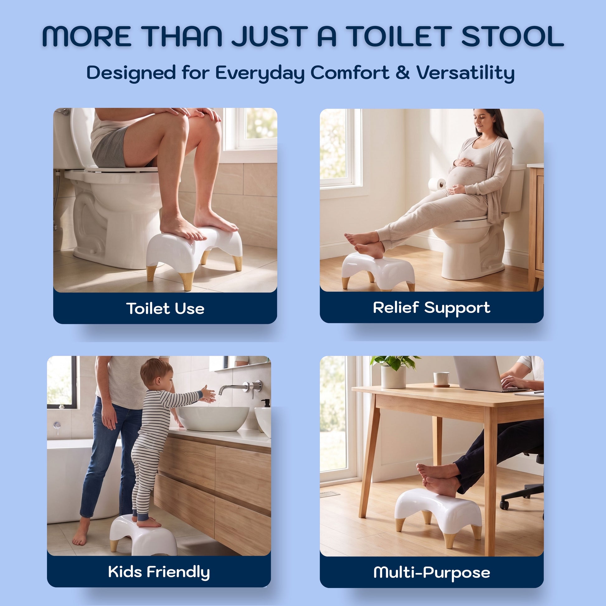 Conor Eco Toilet Foot Stool with Ergonomic Modern Design & Wooden Foot Finish Conor 