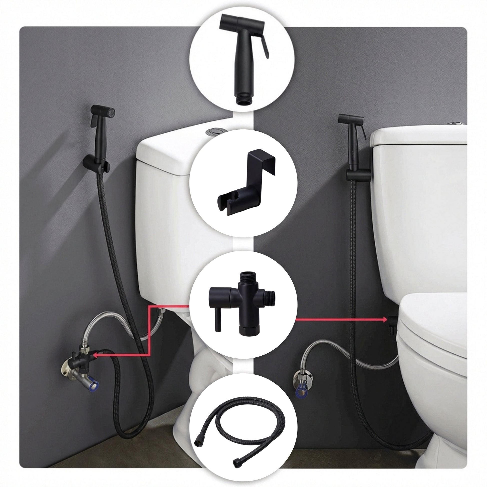 Conor Ember 1.0 Black Handheld Bidet Spray with Installation Kit conors.com.au 