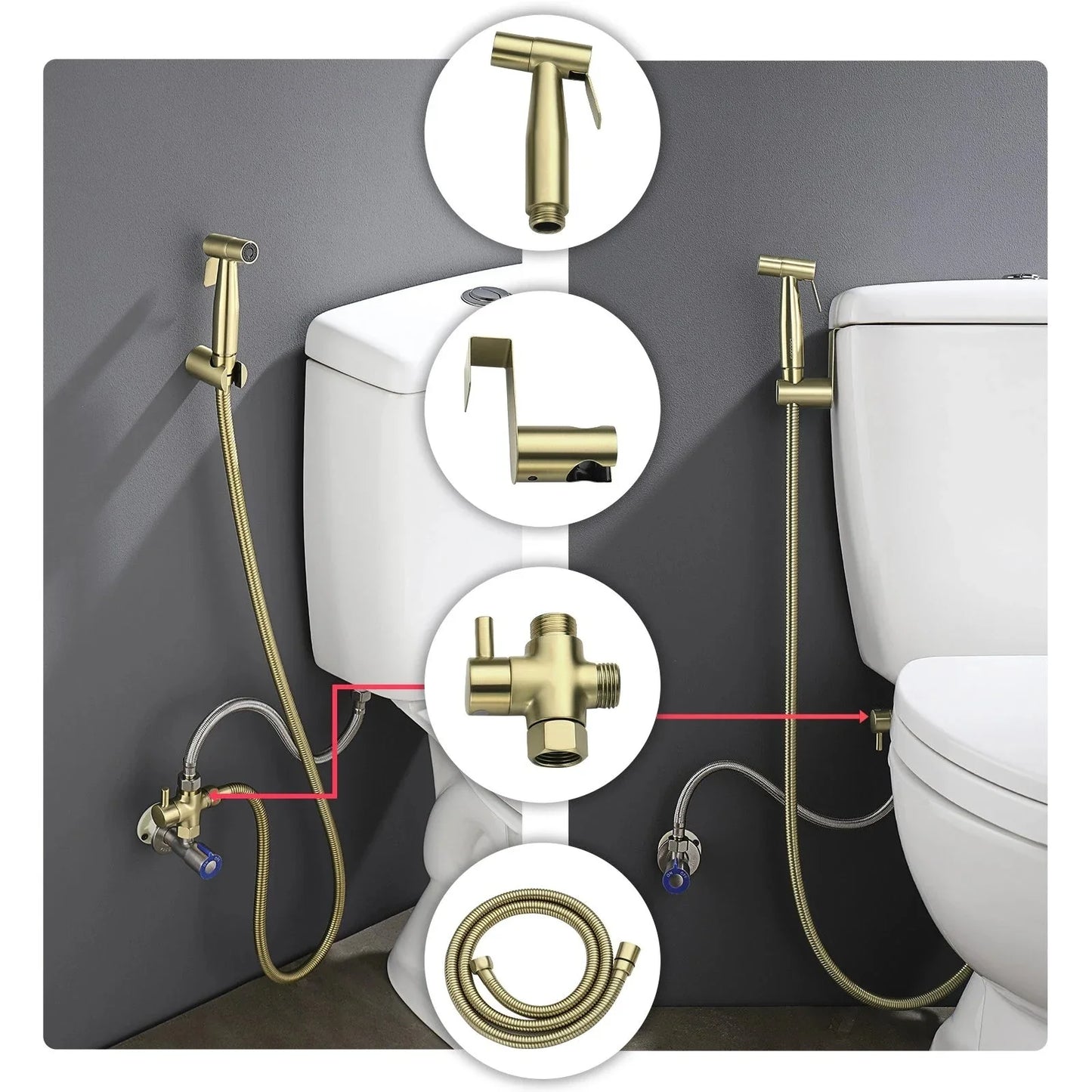 Conor Ember Gold Handheld Bidet Spray with Installation Kit conors.com.au 