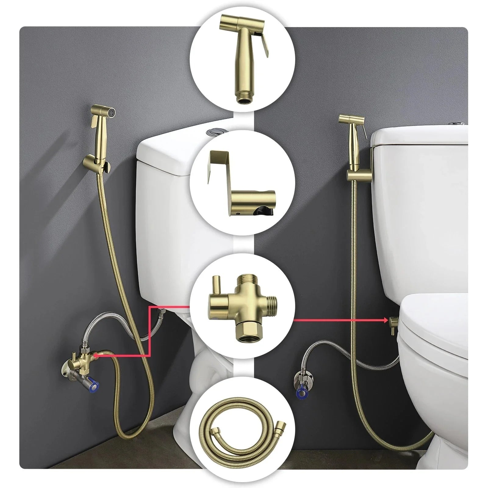 Conor Ember Gold Handheld Bidet Spray with Installation Kit conors.com.au 