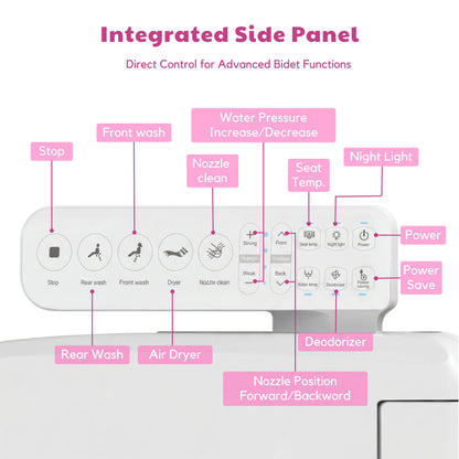 Conor Lyra smart bidet seat side control panel close-up