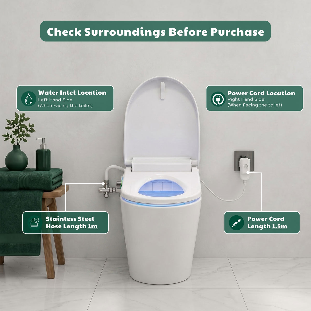 Conor Nova Smart Bidet Seat with Remote Control & Installation Kit Conor 