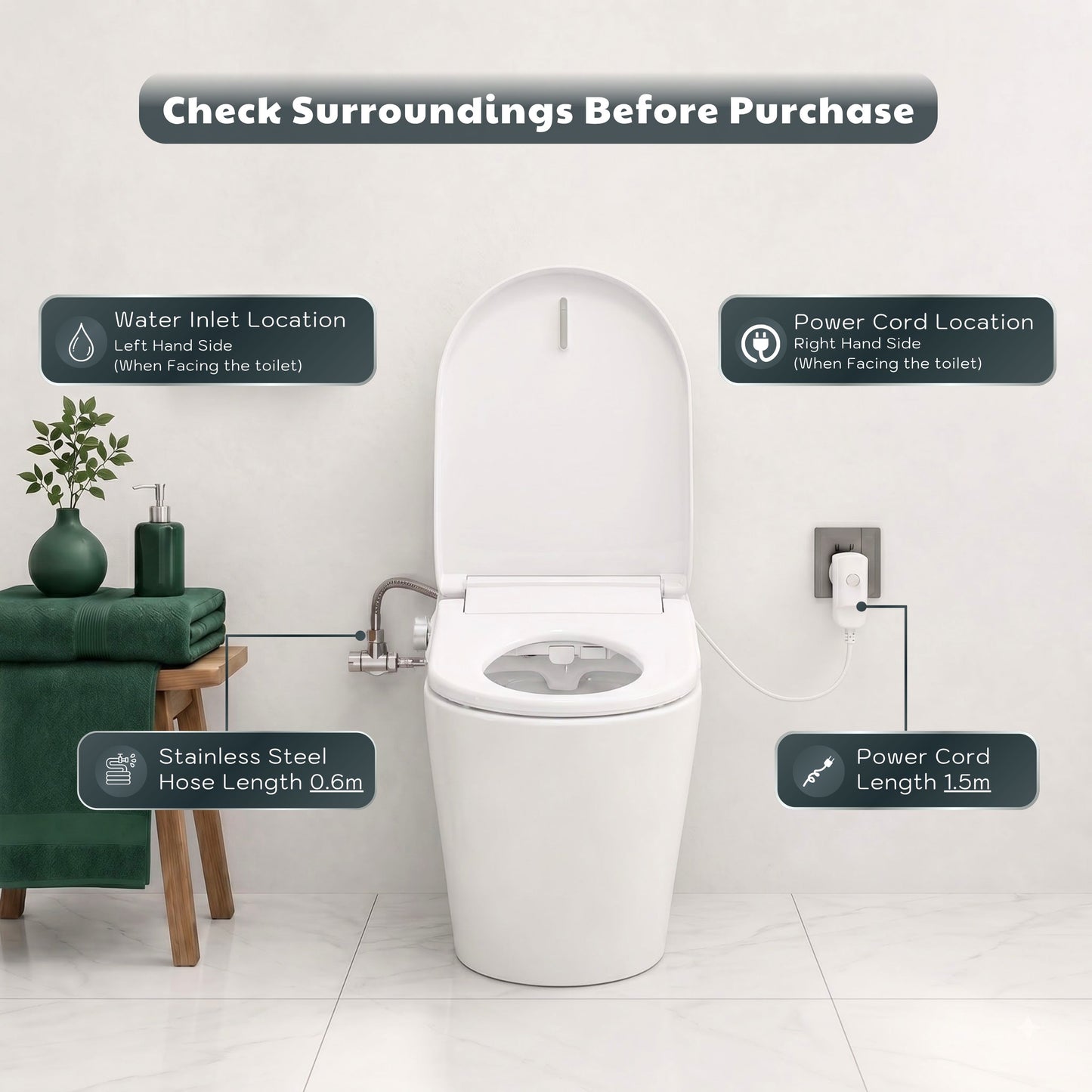 Conor Sylora Smart Bidet Toilet Seat with Installation Kit