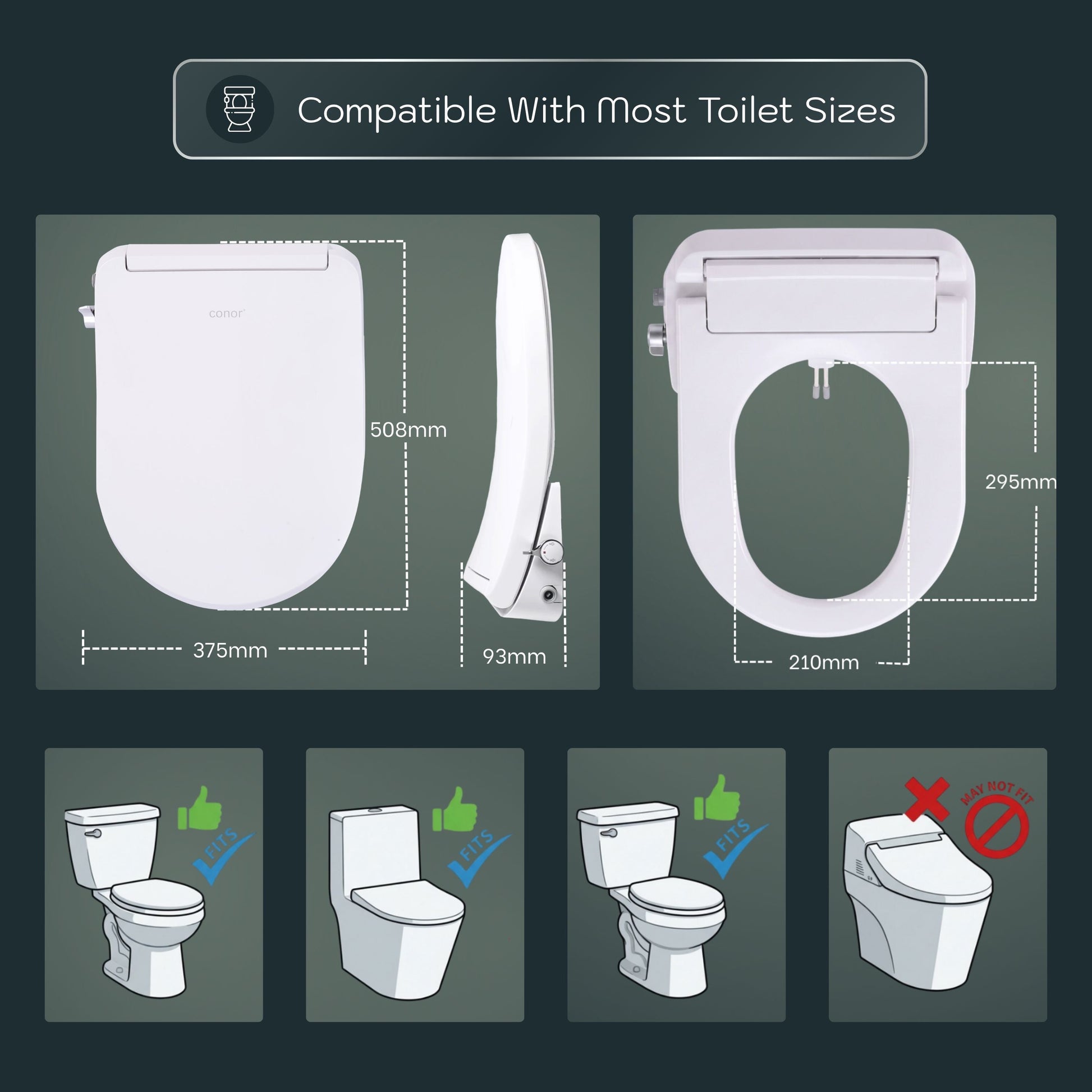 Conor Sylora Smart Bidet Toilet Seat with Installation Kit CONOR BIDET 
