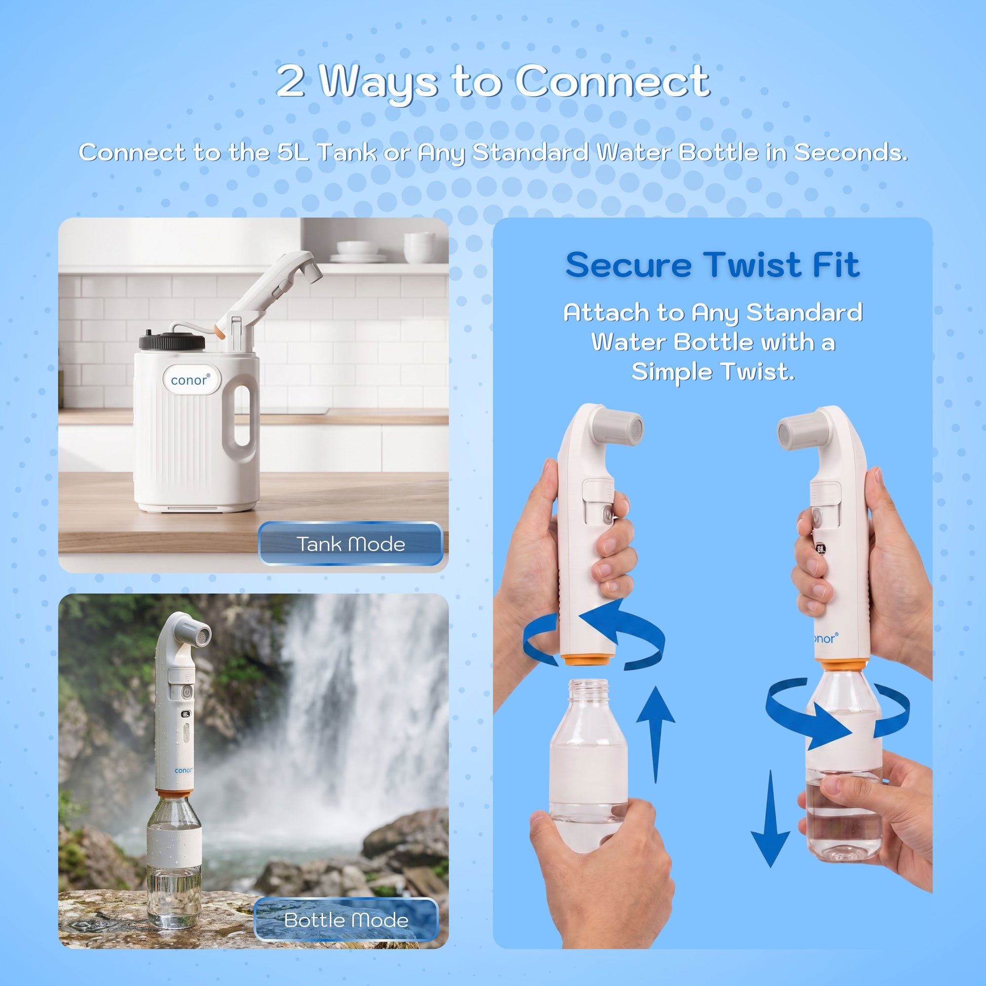 Rinora Portable Bidet Sprayer with 5L Water Reservoir Conor 